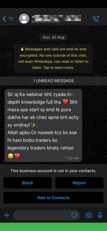 Member WhatsApp message about an in-depth webinar