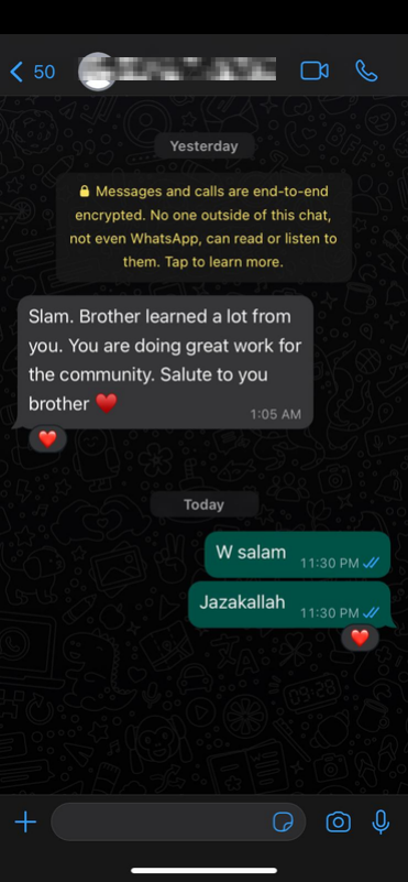 Member WhatsApp salute to the community work